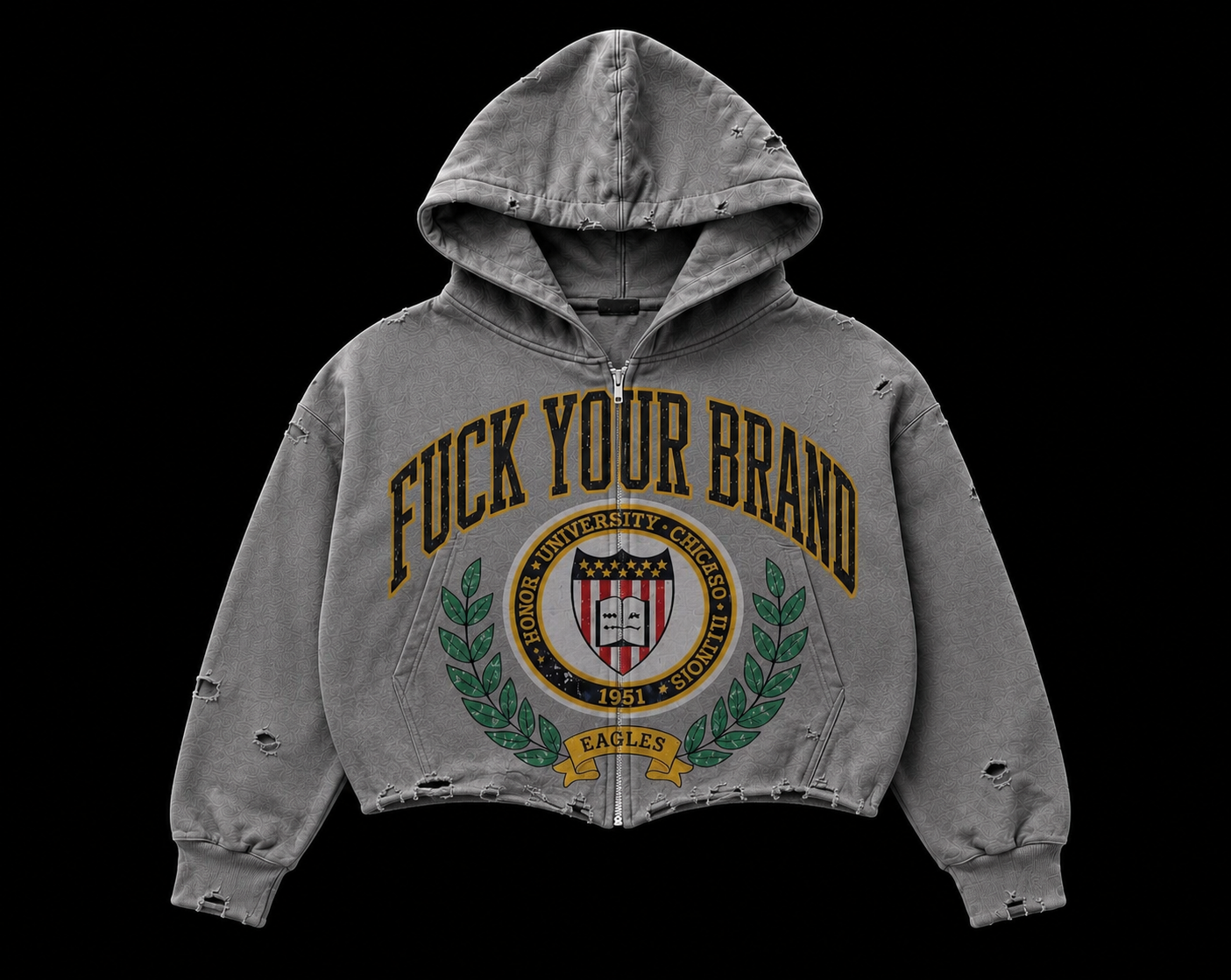 Fuck Your Brand University Cropped Women’s Zip-Up Hoodie