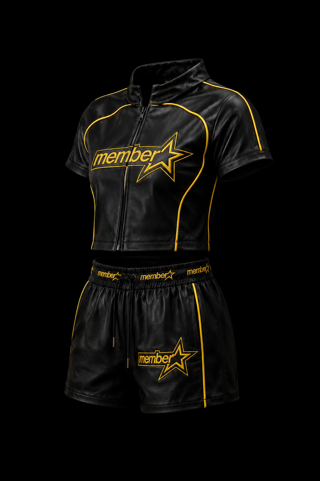 Women’s Cropped Leather Two Piece Biker Set
